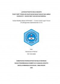 PRTDBBNLR BRIN : Validasi modifikasi metode ASTM E2941 – 14 untuk analisis logam thorium (Th) menggunakan spektrofotometer UV-Vis