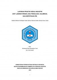 Unit Laboratorium Jasa Pengujian, Kalibrasi dan Sertifikasi IPB, Bogor : Validasi Metode Penetapan Kadar Natrium Benzoat dalam Sampel Saus Cabai