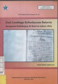 Esai Lembaga Kebudayaan Batavia Mengenai Kehidupan di Batavia Tahun 1826