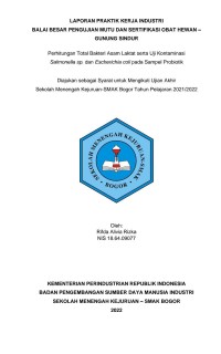 Balai Besar Pengujian Mutu dan Sertifikasi Obat Hewan, Bogor :Perhitungan Total Bakteri Asam Laktat serta Uji Kontaminasi Salmonella sp. dan Escherichia coli pada Sampel Probiotik