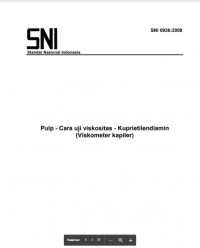 SNI 0936-2008 Pulp-Cara Uji Viskositas-Kuprietilendiamin (Vuskometer Kapiler)