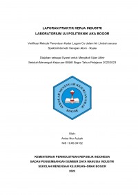 Laboratorium Uji Politeknik AKA Bogor : Verifikasi Metode Penentuan Kadar Logam Cu dalam Air Limbah secara Spektrofotometri Serapan Atom - Nyala